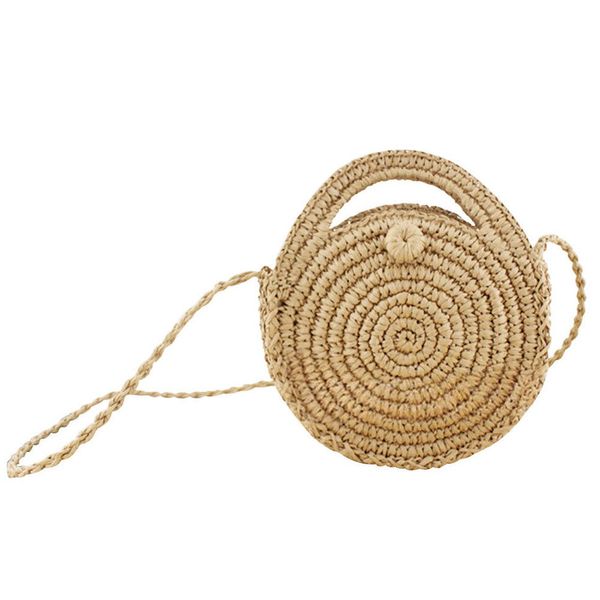 

new women bag bohemia handmade round straw weave bag for lady shoulder beach handbag tote purse lovely