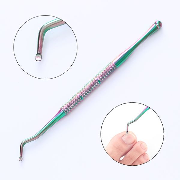 

stainless steel dual-ended nail pedicure cuticle pusher chameleon dead skin trimmer fork remover manicure nail art pedicure tool, Silver