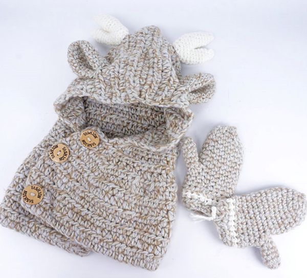 

glove cartoon warm children set hat winter vuuel, White;black