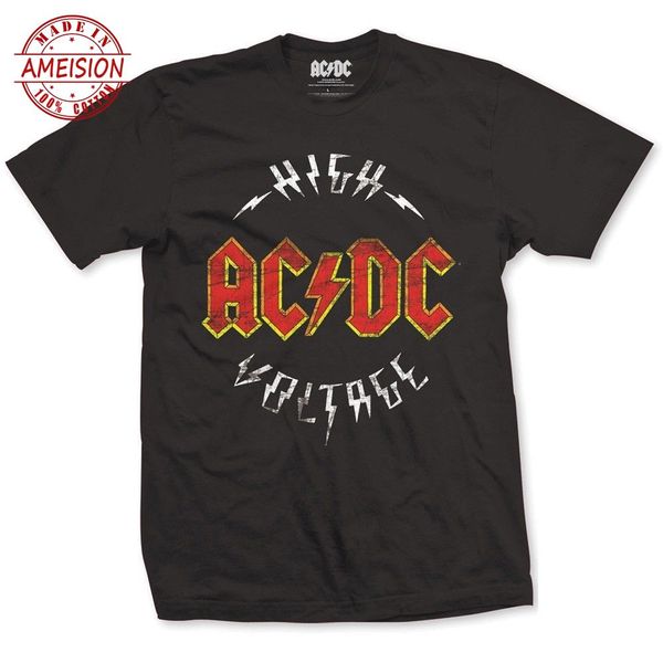 

ac/dc logo high voltage mens black t-shirt acdc tshirt large men t shirt great quality funny man cotton casual print, White;black