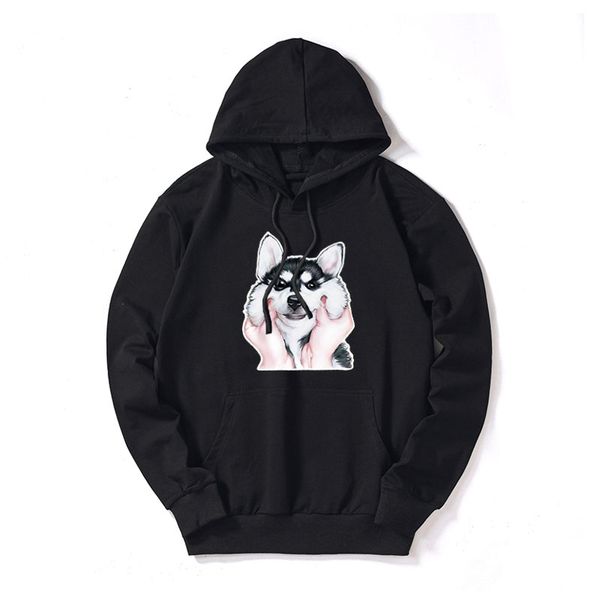 

designer mens hoodies dog print hooded thin sweatshirts casual customizable long sleeve loose sweater for men clothing size m-5xl wholesale, Black
