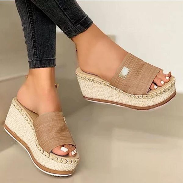 

new slippers women slides summer sandals wedges slippers thick soles flat platform female floral beach shoes flip flops june30, Black