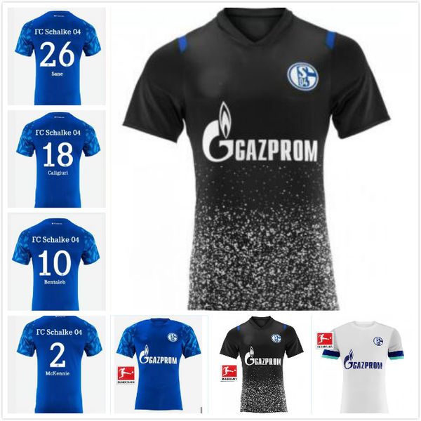 

19 20 фк шальке 04 футбол джерси бенталеб 2019 2020 шальке caligiuri футбол рубашка kutucu burgstaller джерси mckennie fußball-trikot, Black;yellow