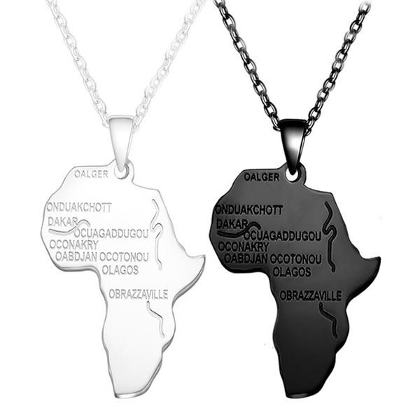

fan silver gold africa map pendant necklace for women men hip hop men charm african necklace jewelry gift