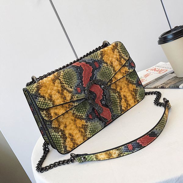 

luxury women's bag 2020 new color contrast fashion versatile snake skin dionysian bag chain strap single shoulder messenger