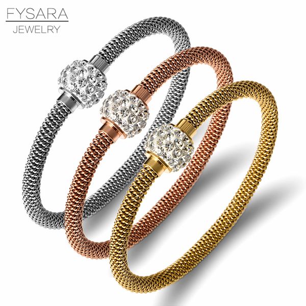 

fysara vintage crystals charm bracelets valentine gift stainless steel gold distort women bracelets & bangles cable wire jewelry, Black