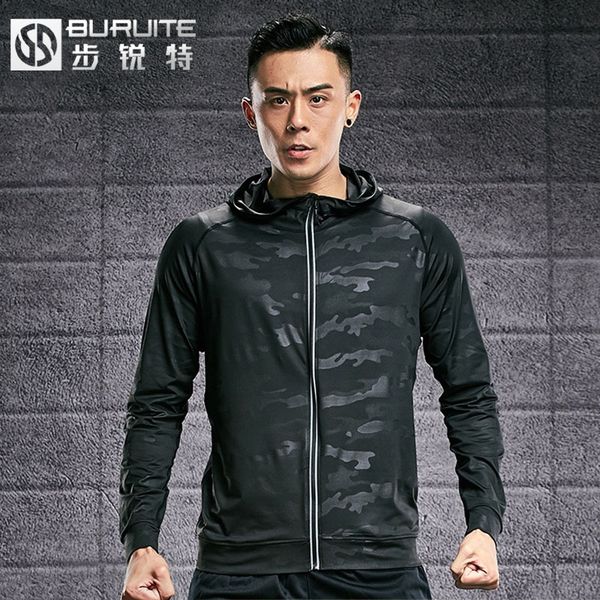 

fitness sports coat men's fast drying clothes gym tight basketball training shirt running, Black;red