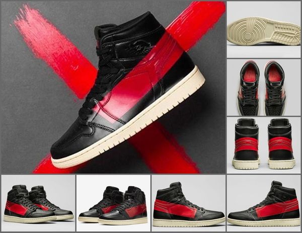 

2019 fashion high og 1 couture defiant basketball shoes black rto gym banned red muslin 1s bq6682-006 authentic sports sneakers