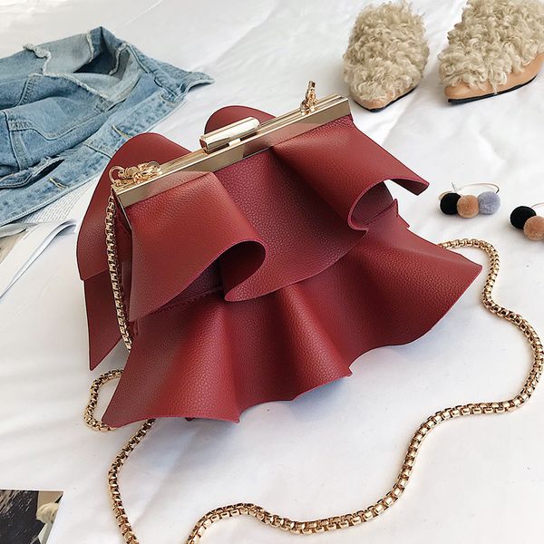 

2020 new women's bag pleated skirt personality feminine small square bag iron clip single shoulder diagonal cross handbag