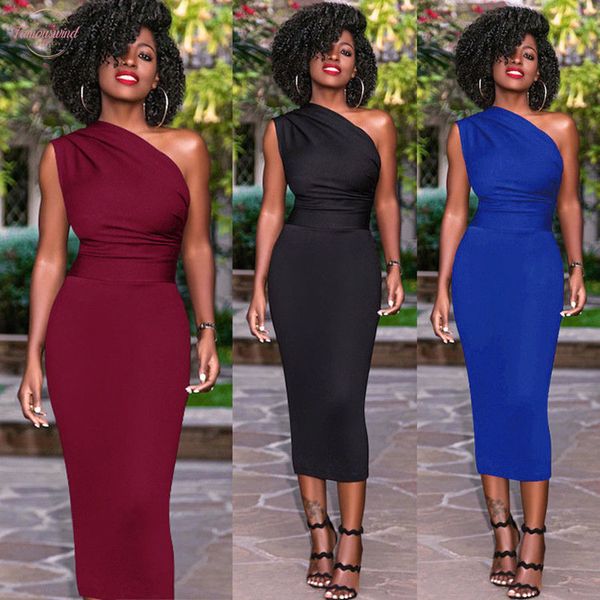 

women summer dress sleeveless one shoulders bodycon casual pencil dresses party evening midi dress mid calf formal dress, Black;gray