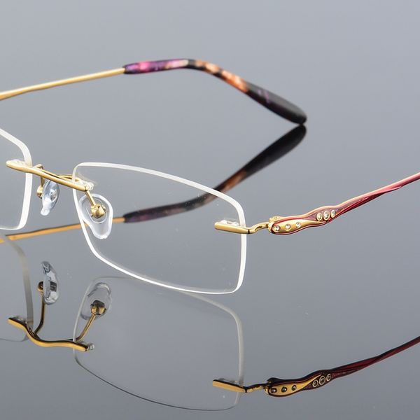 

trimmed myopia glasses frame pure titanium ladies frameless myopia glasses frame 605, Silver