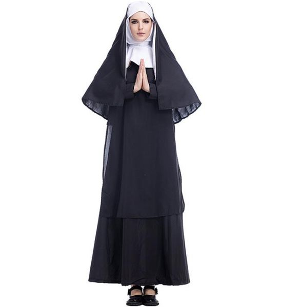 

designer halloween costume jesus christ womens long sleeve missionary pastor clothing maria priest nun service role play, Black;red