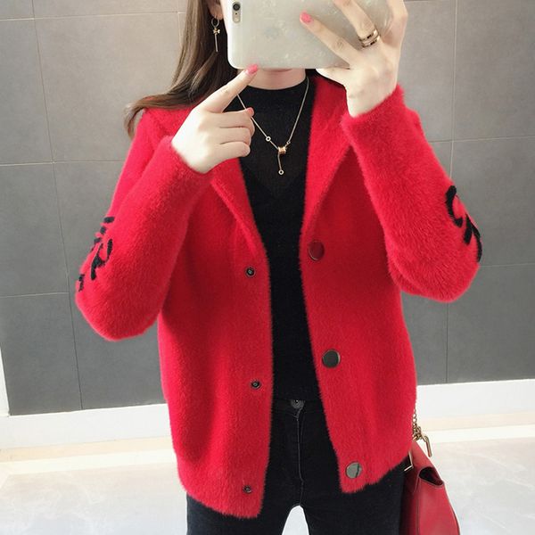 

autumn women 2018 new water velvet jackets warm hooded thicken short casual coats loose letter outerwear winter parkas 1623, Black;brown