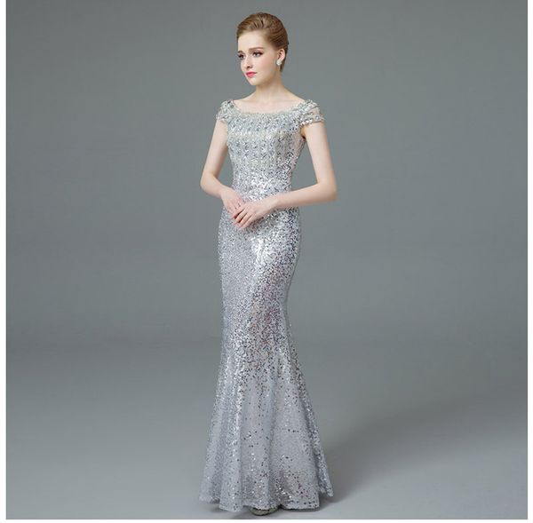 

beading evening dresses2019 long luxury sequin mermaid long evening dress golden & silver mermaid formal gown, White;black