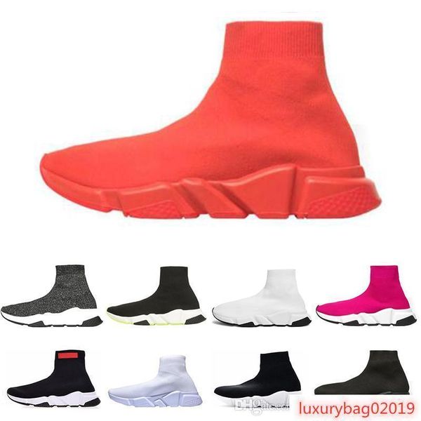 

new designer speed trainer mens womens luxury sock shoes pink white black red blue triple black trainer sneakers size 36-45