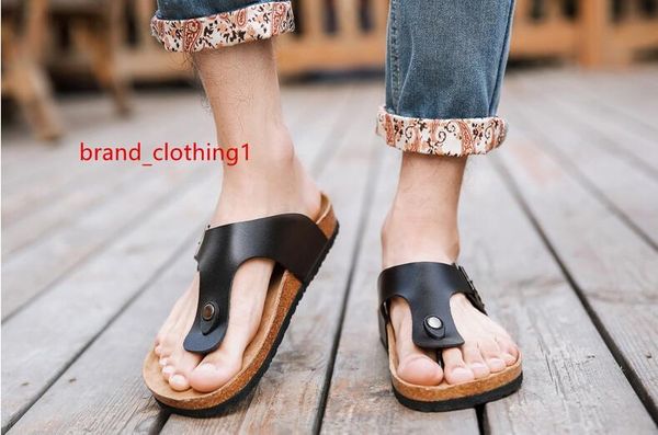 

new summer beach cork slippers sandals casual double buckle clogs sandalias women men slip on flip flops flats shoes
