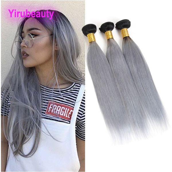 

brazilian virgin hair 1b/grey 3 bundles straight human hair 1b grey double wefts 10-26inch 3 pieces/lot hair wefts, Black