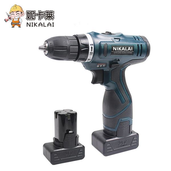 

25v two-speed cordless electric screwdriver waterproof motor electric drill lithium battery x2 screw driver wood power tools