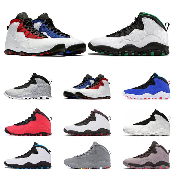 

new arrivel men basketball shoes 10 10s seattle cement i'm back bobcats chicago cool grey powder blue steel grey sport sneakers size 7