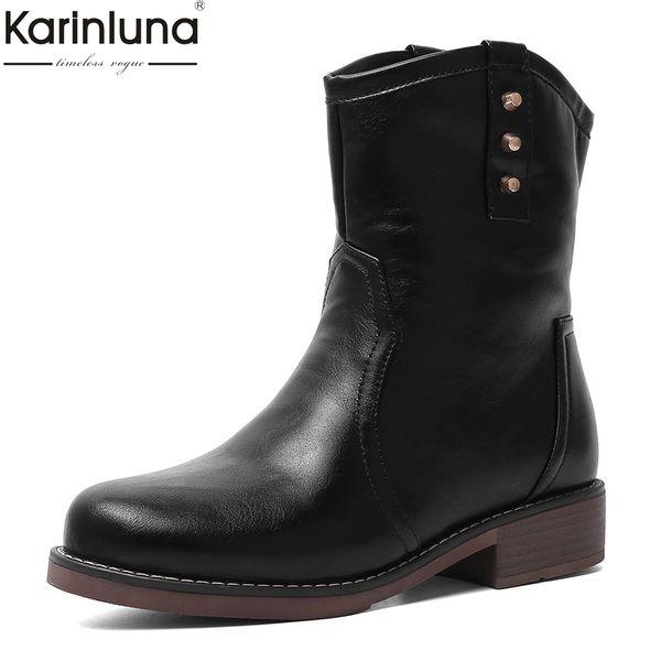 

women's big size 43 2019 casual shoes woman boots female chunky heels add fur warm winter western boots women shoes, Black