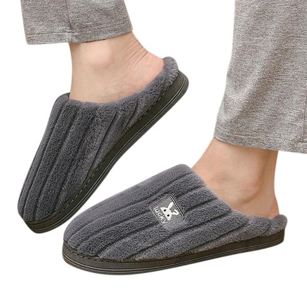 

sagace home slippers for men wear resistant winter slippers short plush mix color comfortable fur 1128, Black