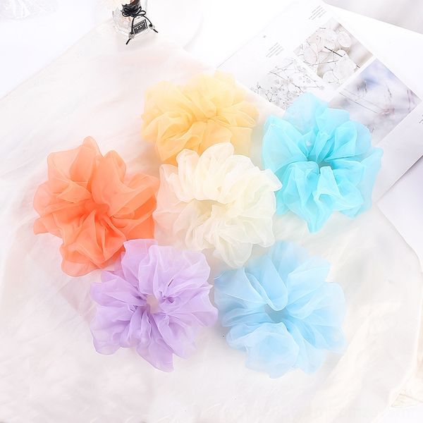 

extra large hipster large intestine ring chiffon plaid headdress cute headwear hair rope little princess all-match hair rope