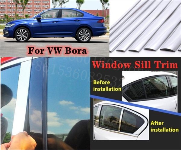 

puou high-quality car full window pillar trim cover stainless steel chrome decoration for vw bora 2016-17car styling
