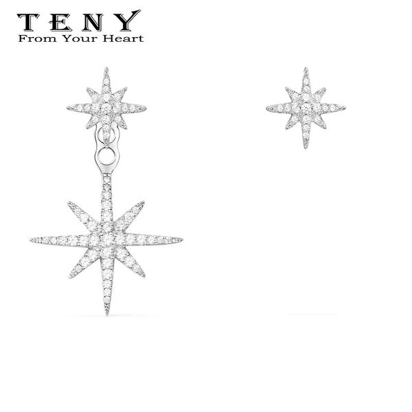 

teny 100% sterling silver s925 originalhave logo six-pointed star earrings women jewelry mail, Golden;silver