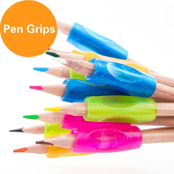 

deli silicone pencil grips er pupil pencil holding helper student protective case corrective posture student writing, Black;red