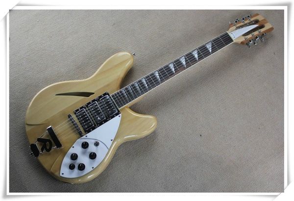 12 Strings R Bridge Semi-Hollow Body 3 Pickups Original Electric Guitar com braço de pau-rosa, pode ser personalizado