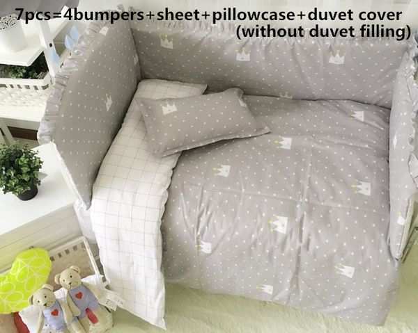 

promotion 6/7pcs baby bedding set curtain crib bumper for baby cot sets bed bumper , 120*60/120*70cm