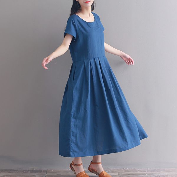 

new summer retro denim dress women loose mori girl dresses female vestido jean long dress woman, Black;gray