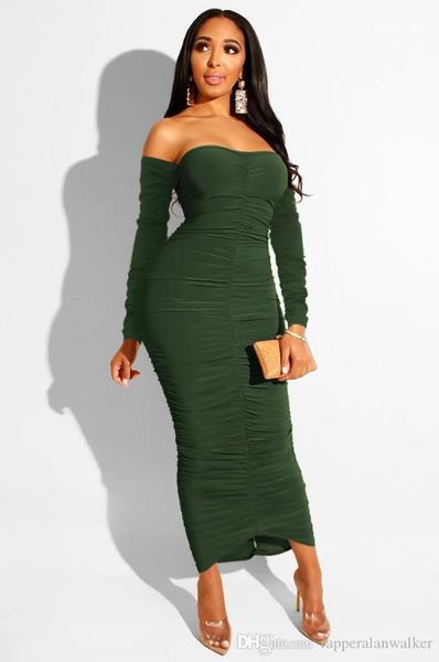 

bodycon платья сплошной цвет без бретелек с длинным рукавом линия осень женская одежда женская сексуальная вечеринка, White;black