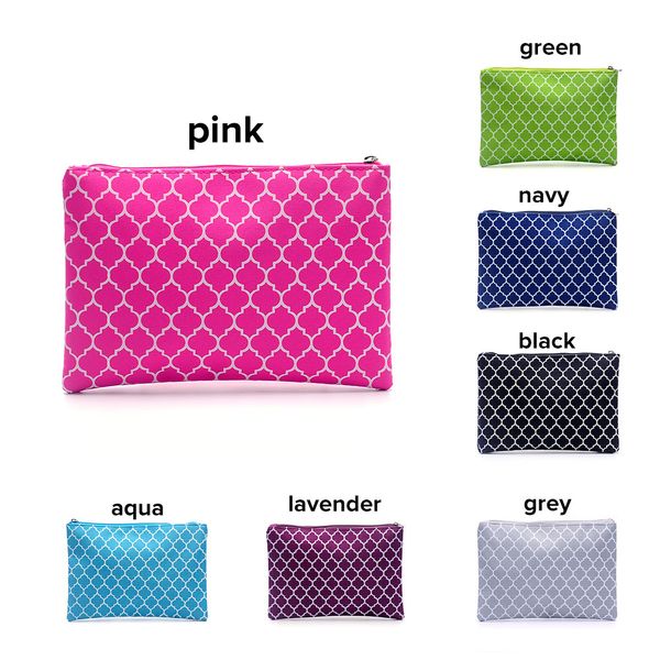 

quatrefoil pencial case wholsesale blanks microfiber quatrefoil make up bag accessories bag in 3 colors dom106095
