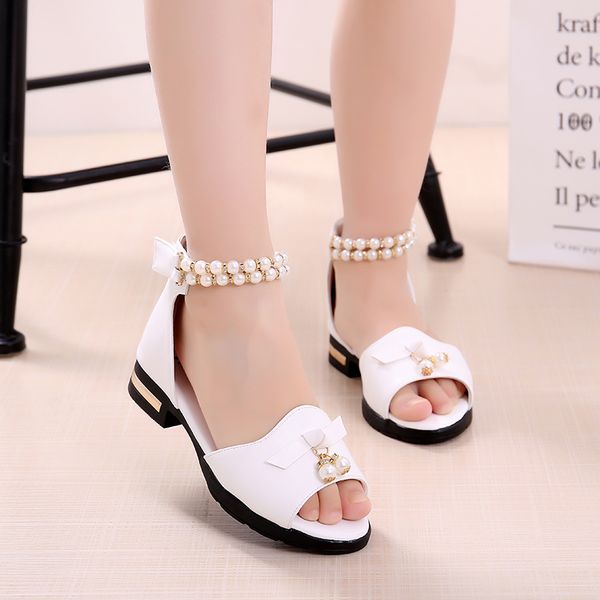 

kids girl shoes sandals summer children sandals fashion bowknot girls flat pricness shoes zapatos verano for girleu27-36, Black;red