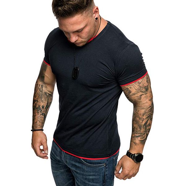 

summer mens t shirts fashion casual solid color fake two short-sleeved t-shirt male clothes t-shirt homme, White;black