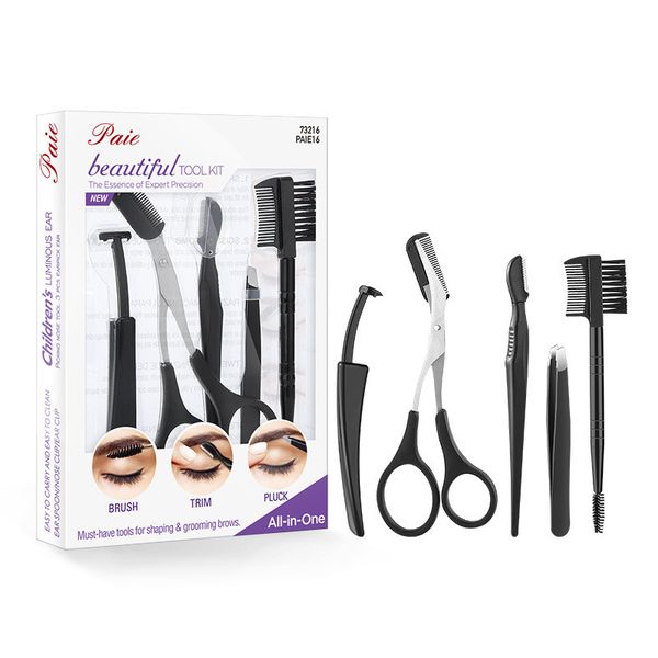 

new makeup eyebrow trimming tool kits 5pcs/set brow scissors set cosmetic tool eyebrow shaving knife accessories with retail box