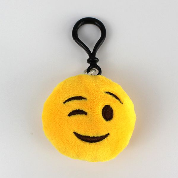 

2020 cartoon emoticon funny pendant key chain plush expression smiley mobile phone pendant accessories pp cotton children's toy plush d, Silver