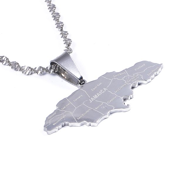 

stainless steel jamaica map pendant necklaces gold silver color jamaican country maps jewelry