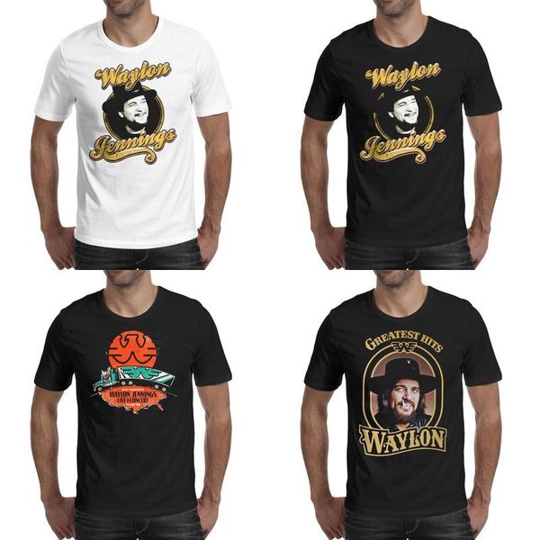 

fashion mens printing waylon jennings greatest hits t shirt black personalised slogan shirts american live in concert funny album sign, White;black