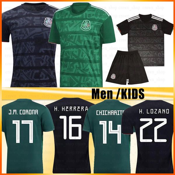 

золотой кубок 2019 camisetas мексика футбольные майки мужчины дети dos vela marquez santos copa america h. herrera a. guardado lozano maillo, Black;yellow