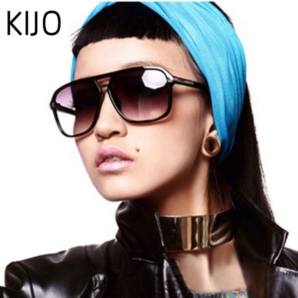 

kijo 2019 fashion men cool square style gradient sunglasses driving vintage brand design sun glasses, White;black