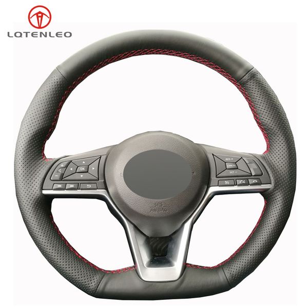 

black pu artificial leather sew car steering wheel cover for kicks x-trail 2017-2019 march rogue qashqai 2017-2019 sere