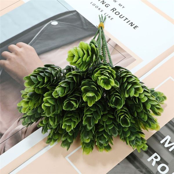 

17cm 6 heads artificial small pineapple plastic tree leaves flores fake flowers diy wedding home decoration plant green leaf