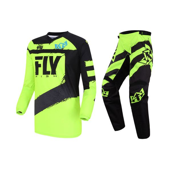 

2019 new style fish colorful pants & jersey combinations motocross mx racing suit dirt bike moto mx atv motorcycle gear suit, Black;blue