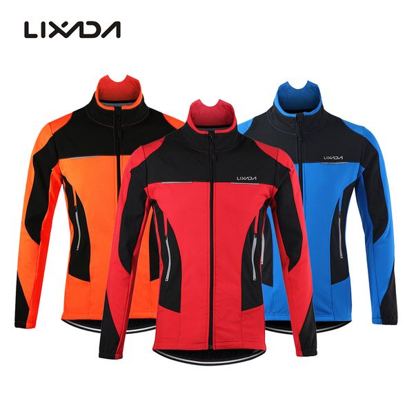 

men's outdoor cycling jacket winter thermal breathable comfortable long sleeve coat water resistant riding sportswear, Blue;black