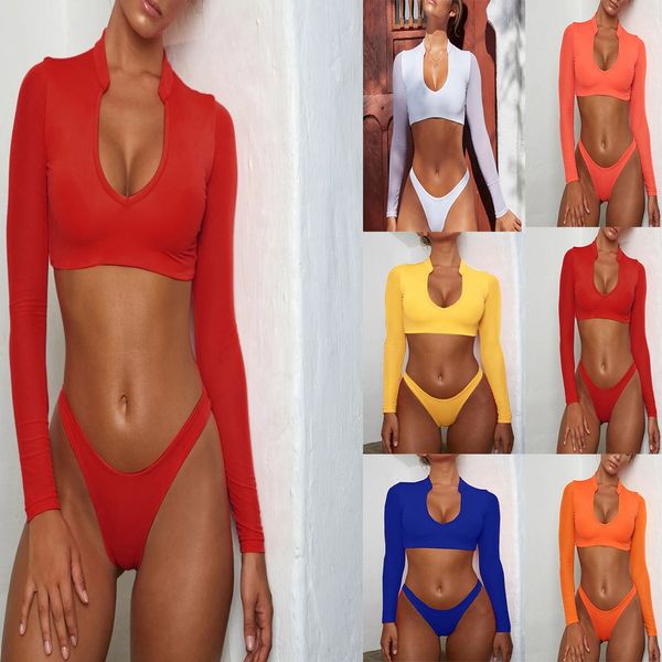 

hetuaf4 color new swimsuit long sleeve mesh bikini bikini female swimsuit sexy, White;black