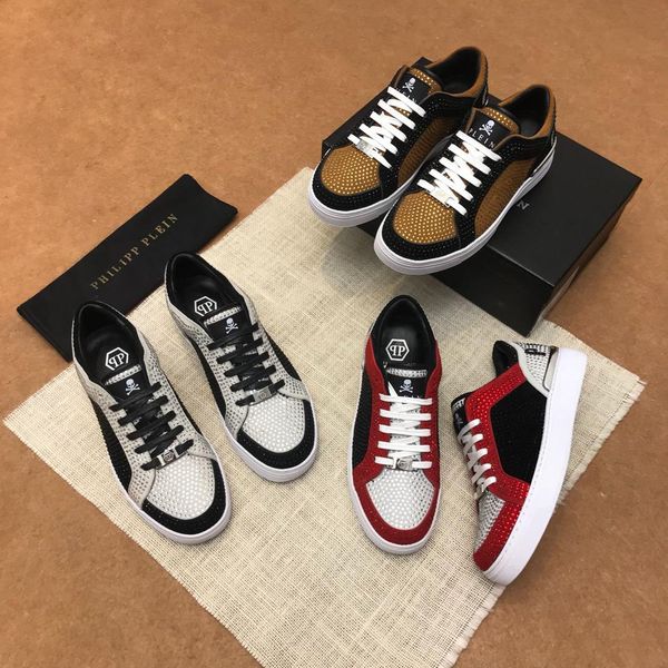 

fast delivery high-end luxury men's casual basketball sneakers fashion design brand star platform men's shoes triple crystal embel