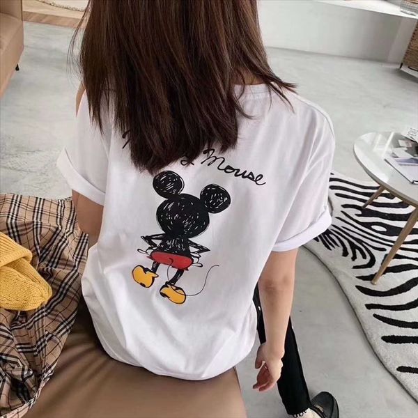 

pure cotton white t- women's short sleeve 2020 summer large size loose women's t-shirt ins fashion half sleeve shirt black