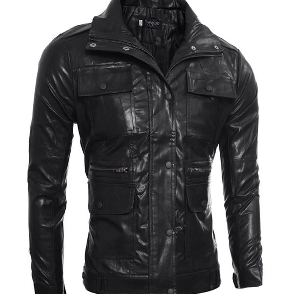 

men's leather motorcycle fashion jackets men faux male suede dropshipping coats casual jacket windbreaker bike riding coat, Black